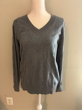 Gray V-Neck Women's Sweater